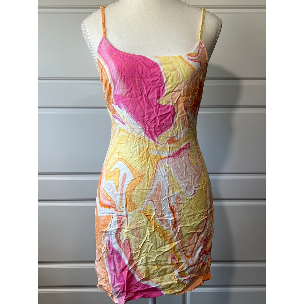 L.A. Hearts Mini Dress Marble Print Tie Back Sleeveless XS‎
